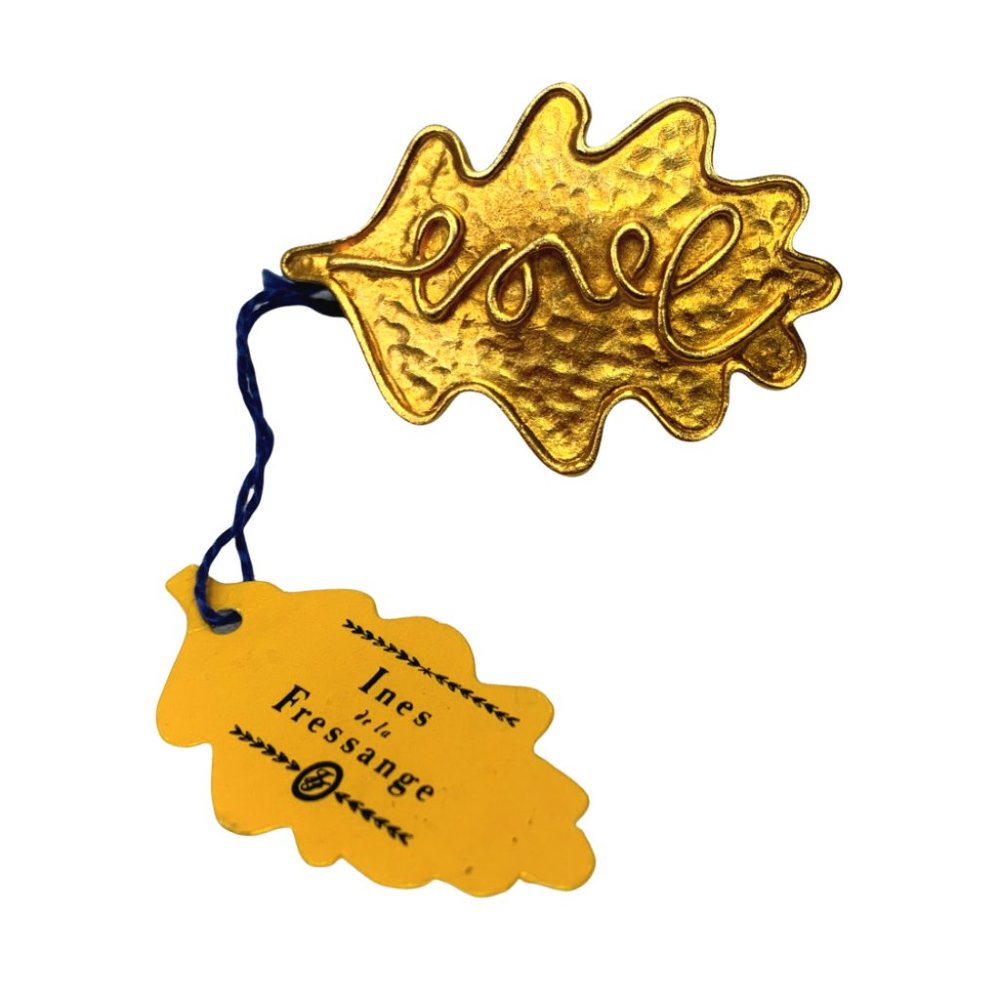 Ines de la Fressange Gold Love Leaf Brooch